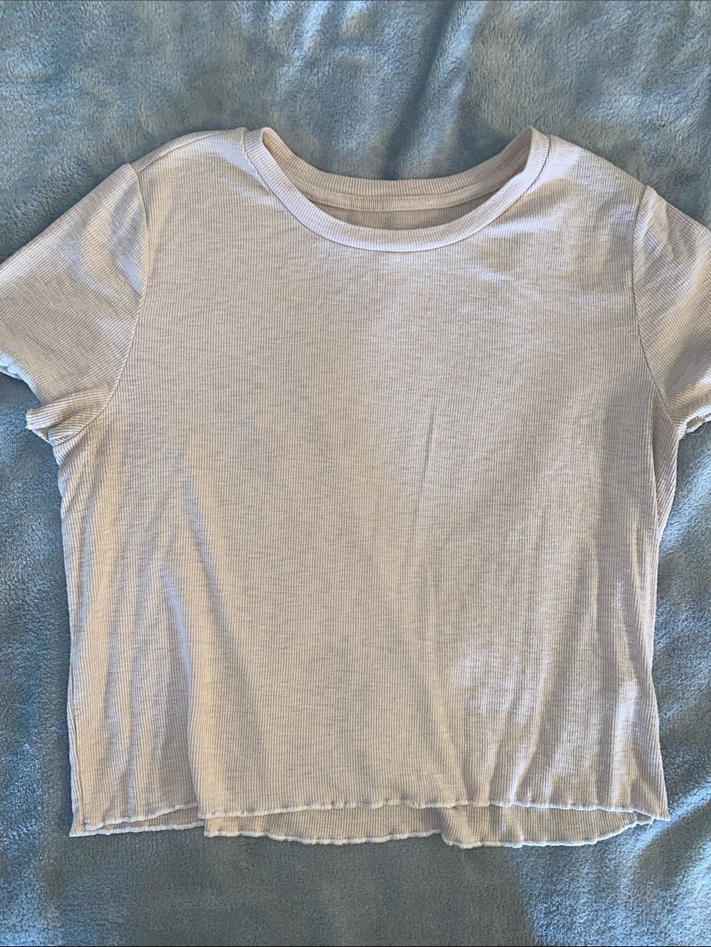 aerie White Ribbed Short Sleeve Crop Top